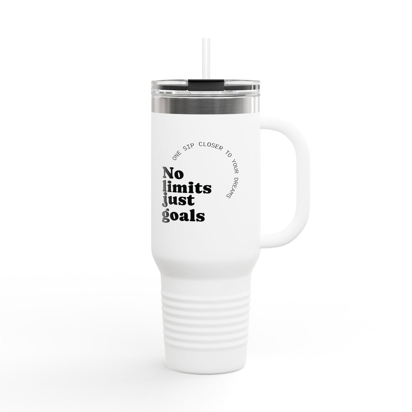 Motivational Insulated Travel Mug - 40oz, No Limits Just Goals, Perfect for Commuters, Fitness Enthusiasts, Gifts for Goals, Road Trips
