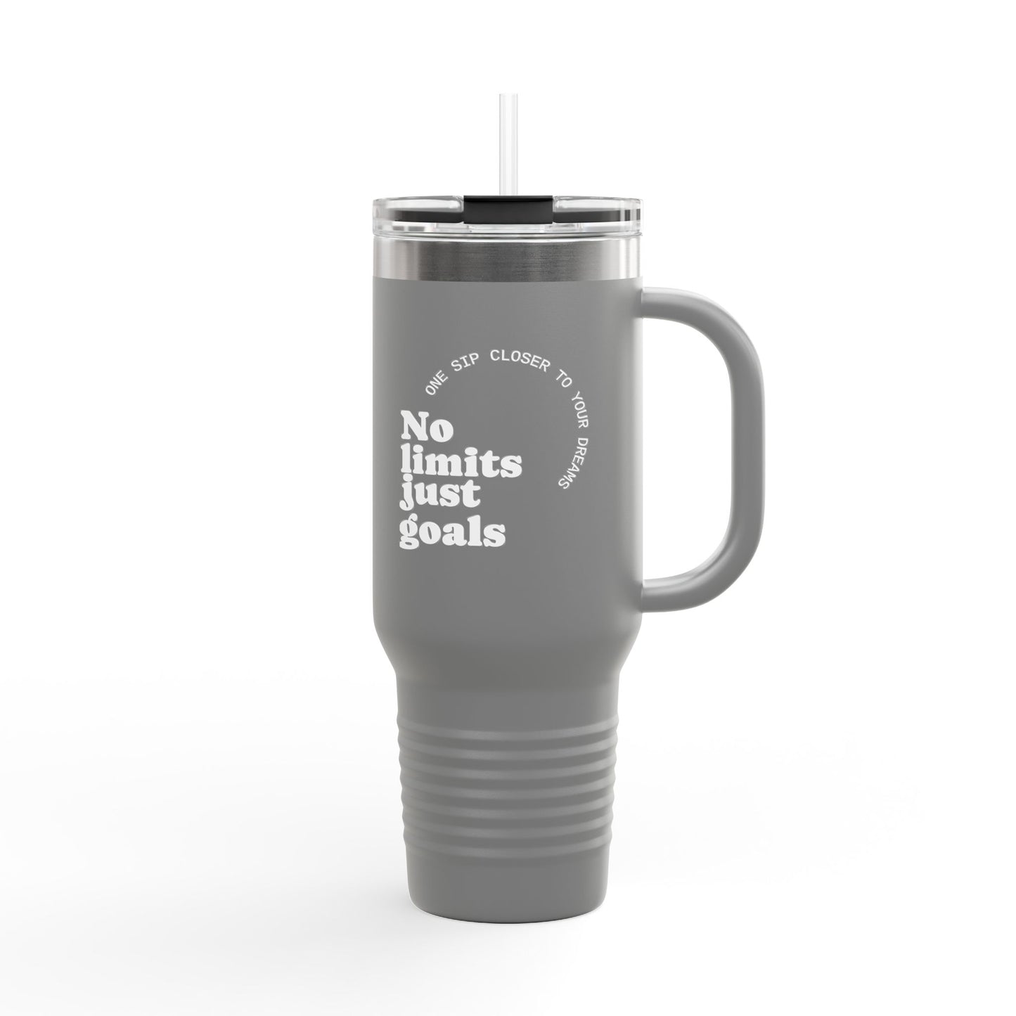 Motivational Insulated Travel Mug - 40oz, No Limits Just Goals, Perfect for Commuters, Fitness Enthusiasts, Gifts for Goals, Road Trips