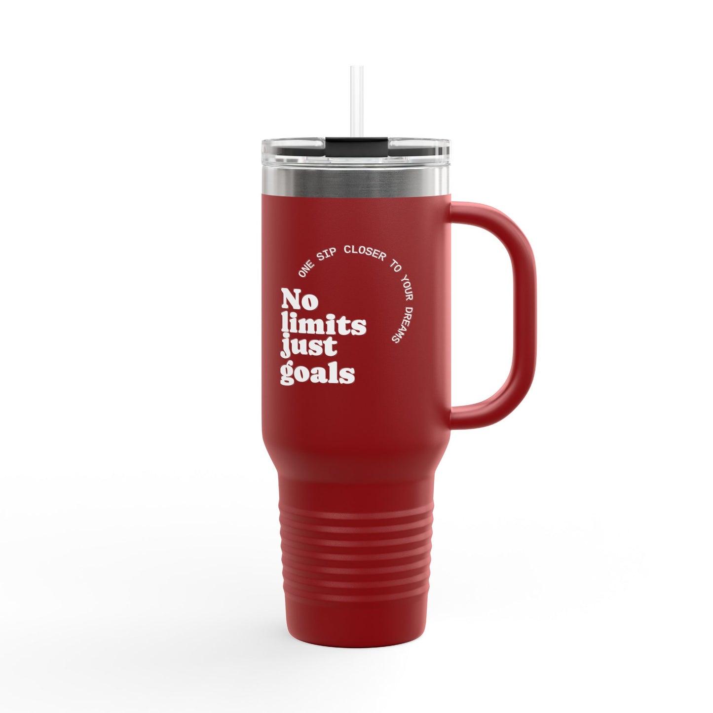 Motivational Insulated Travel Mug - 40oz, No Limits Just Goals, Perfect for Commuters, Fitness Enthusiasts, Gifts for Goals, Road Trips