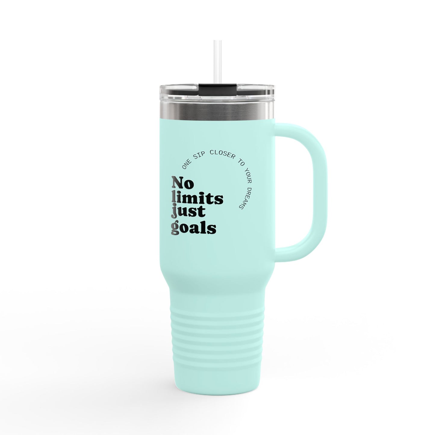 Motivational Insulated Travel Mug - 40oz, No Limits Just Goals, Perfect for Commuters, Fitness Enthusiasts, Gifts for Goals, Road Trips