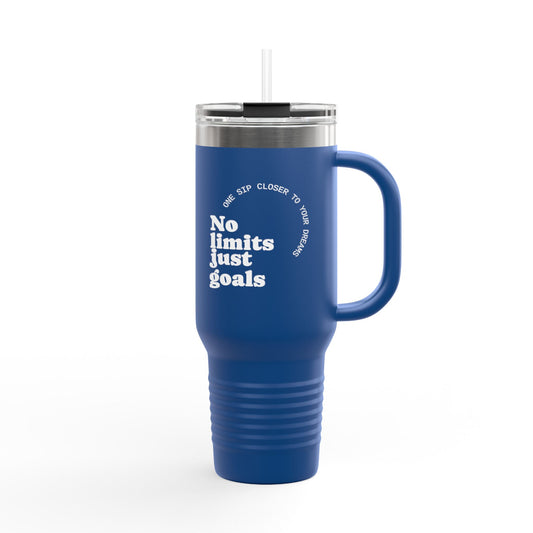 Motivational Insulated Travel Mug - 40oz, No Limits Just Goals, Perfect for Commuters, Fitness Enthusiasts, Gifts for Goals, Road Trips